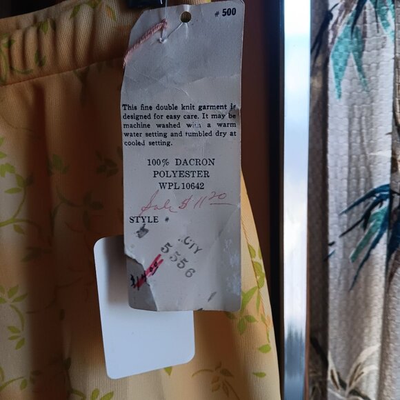 sz 8 Vintage 1970's Womens Skirt FLOWER PRINT DEVON YELLOW SECRETARY SKIRT USA - Picture 9 of 10